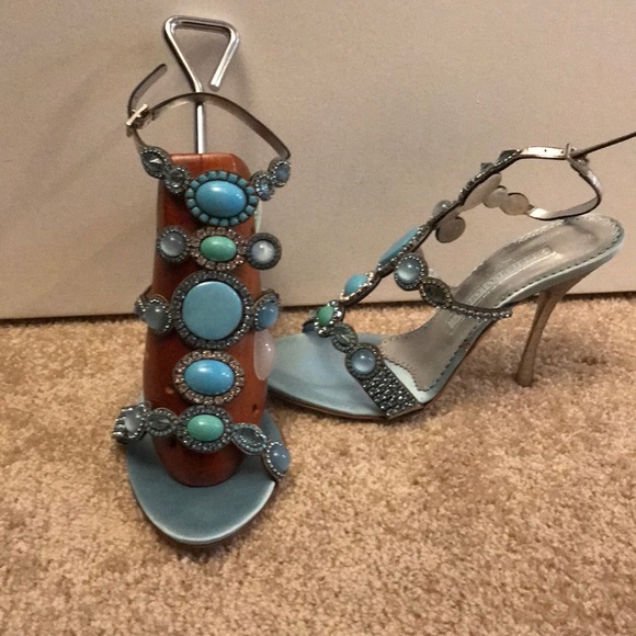 Beautiful Gianmarco Lorenzi aqua heels - Picture 1 of 8